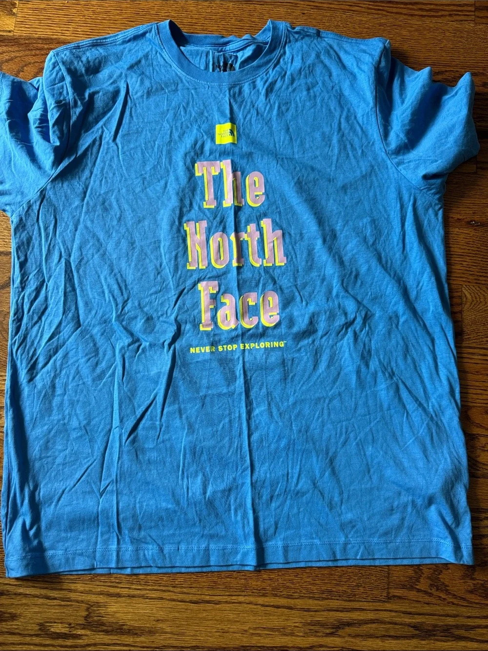 The North Face Bright Blue Logo Tee with Yellow Accents